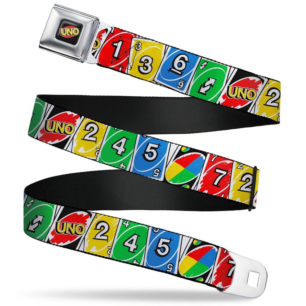 2256 Mattel Belt Seatbelt Buckle Belt UNO Cards Lineup Stack Multi Color